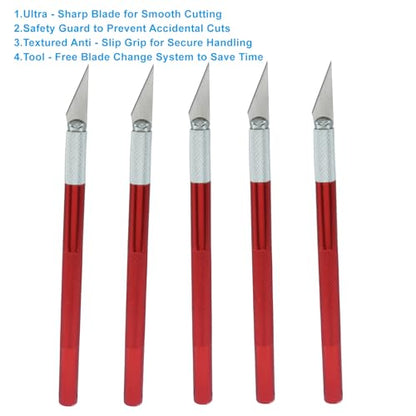 20 Pack Craft Knife Set, Red | Precision Utility Knives, For Paper, Cardboard, Stencil, Model Making & DIY Projects - color: Red
