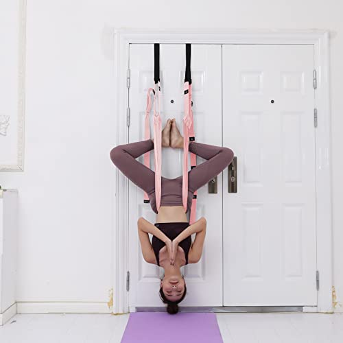 Tchrules Leg Stretcher Strap, Backbend Training Belt with Door Anchor, Flexibility Trainer Stretching Equipment Assist Stretch Strap for Fitness Gymnastics Dance Aerial Yoga Ballet - color: A-Pink