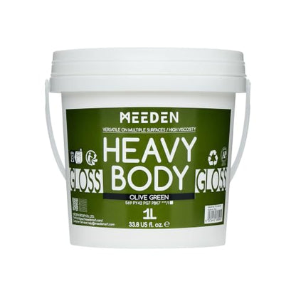 MEEDEN Olive Green Acrylic Paint: 1L /33.8oz Heavy Body Gloss Finish | Thick Art Paints Non-Toxic for Canvas Crafts Painting - color: Olive Green - 1L