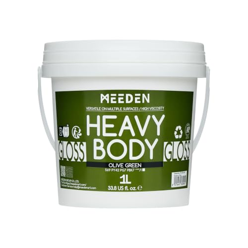 MEEDEN Olive Green Acrylic Paint: 1L /33.8oz Heavy Body Gloss Finish | Thick Art Paints Non-Toxic for Canvas Crafts Painting - color: Olive Green - 1L
