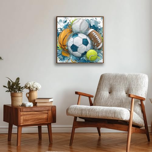 Reivworl Framed Ball Sports Paint by Numbers Kit for Adults Beginner 10×10 inch - color: 14-Ball