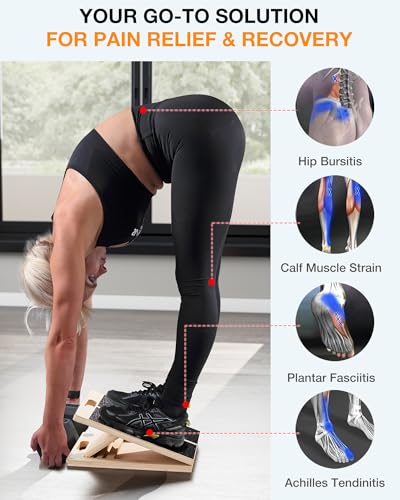 TEMI Slant Board for Calf-Stretching - Wooden Incline Wedge Stretcher for Squats, Foot & Ankle Mobility, Portable Fitness Equipment, Stretch & Rehab Kit - style: Stretch & Rehab Kit