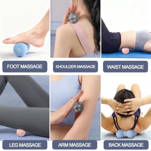 Silicone 3-Piece Massage Ball Set for Trigger Point Therapy | Peanut, Textured and Spiky massage Balls for Myofascial Release, Plantar Fasciitis Relief & Muscle Relaxation - style: Peanut Silicone Massage Ball Set