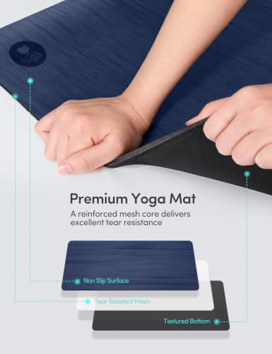 Pro Non Slip Yoga Mat Thick for Hot Yoga, Pilates, Workout & Home Gym - color: Dark Blue-N