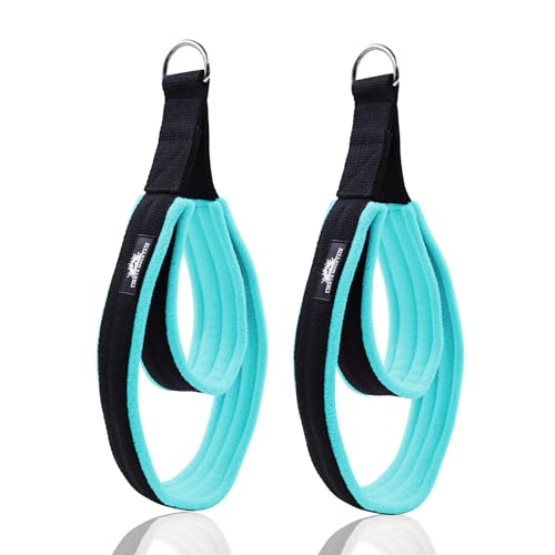 Pilates Double Loop Straps for Reformer, Thickened D-Ring Handle Fitness Straps, 2 Lengths Multicolor Yoga Accessories for Home Workout - color: black blue, size: size M