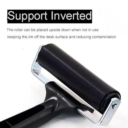 3-Pack Hard Rubber Brayer Rollers, 1.4/2.4/4 Inch for Printmaking, Ink Stamping, Gluing, Wallpaper, Anti-Skid Tape Application - Art Craft & Construction Tools
