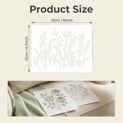 12 Pieces Wildflower Stencils for Painting,Reusable Flower Stencils Set with Large & Small Sizes,DIY Plastic Painting Templates for Wall,Wood,Fabric,Canvas,Crafts - style: 12PCS 6x4.7"