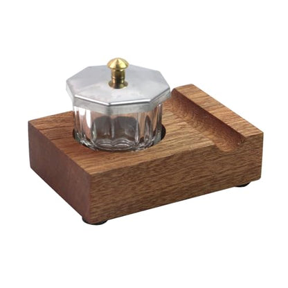 Crapyt Ink Well for Dip Pen Calligraphy Holder, Dip Pen Holder, Pen Rest | 2.83"×2.01"×0.79" Wood Desktop Pen Holder, Calligraphy Oblique Nib Holder