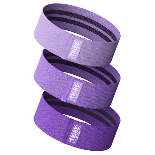 Fabric Resistance Bands for Working Out, 3-Pack for Legs and Glutes - color: Purple