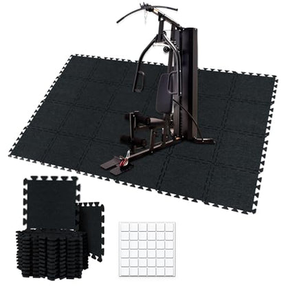 BXI Puzzle Exercise Mat 24 Pcs, 11 x 11 x 0.32 inches, High Density Noise Reduction Puzzle Felt Rug Mat, Non Slip Interlocking Floor Tiles for Workout, Gymnastics and Home Gym Protective Flooring - size: 0.32" Thickness, 24 Pcs