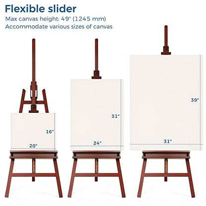 VISWIN Inclinable A-Frame Easel for Painting & Display, Adjustable 65"-89" H, Holds Canvas up to 49", Beech Wood Easel Stand with Storage Tray, Large Art Easel for Adults, Artists, Beginners - Walnut - color: Walnut
