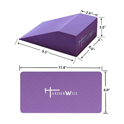 Yoga Foam Wedge Blocks (Pair), Calf Raise Block, Calf Stretcher, Yoga Wrist Support, Balance, Pushup, Fitness, Pilates, Heel Stretcher, Squat Wedge with Gym Bag - color: purple, size: Wedges with Strap and Pads