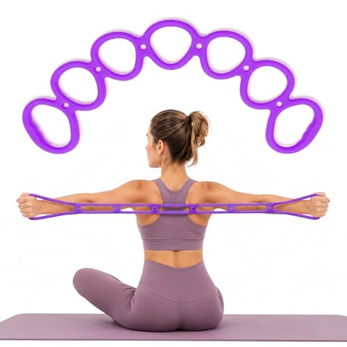 7 Ring Adjustable Resistance Bands, Workout Stretch Fitness Resistance Exercise Band with 7-Level, Ideal for Women Men Yoga/Pilates/Physical Therapy/Home Gym for Arm/Shoulders/Foot/Leg Fitness - color: Purple