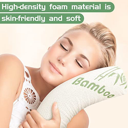 Bucherry 3 Pack Cervical Neck Roll Memory Foam Pillow Cylinder Bolster Pillow for Bed Round Neck Support with Removable Washable Cover for Sleeping Travel Yoga Legs Back Lumbar(18 x 4 Inches) - size: 18 x 4 Inches