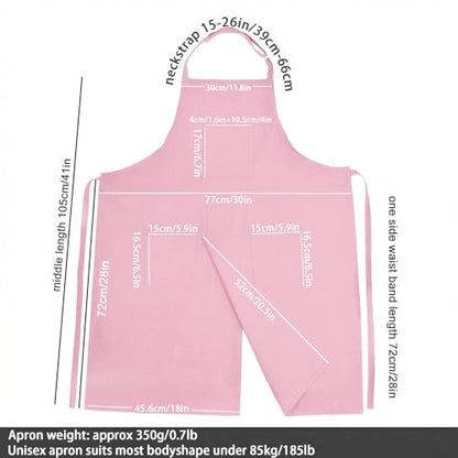 Molaxhome Split Pottery Apron with 3 Pockets Unisex with Adjustable Strap | Cotton Blend,Kitchen Apron,for Ceramics,Gardening,Kitchen Cooking - color: Pink
