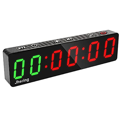 Gym Timer, Portable, Interval Timer with Rechargeable Battery and Built-in Magnet, LED Digital Anti Vertigo Display, Upgraded Workout Clock for Home Gym Garage Fitness - color: 1" Carbon Fiber