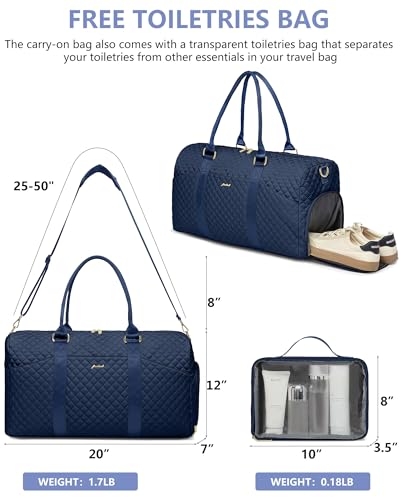 Women Weekender Travel Duffle Bag: Travel Duffel Overnight Bags with Shoe Compartment Large Carry on Tote with Toiletry Bag Weekend Traveling Yoga Gym Hospital Bag for Women with Wet Pocket Blue - color: 05-Blue, size: Large