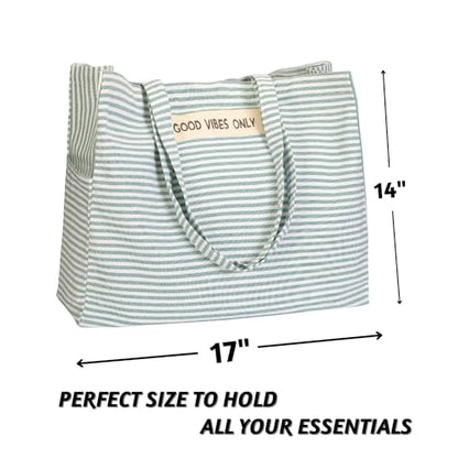 Folkulture Beach Bags for Women, Waterproof, Beach Must Haves -17x14 inch - color: Forest Green
