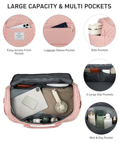 WINDARS Travel Duffle Bag, Weekender Bags for Women with Shoe Compartment, Overnight Bag with Toiletry Bag, Carry On Duffel Bags For Airplanes, Yoga Gym Duffel Bag, Pink - color: Pink