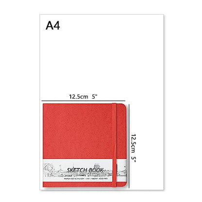 5" x 5" Hardcover Sketch Book,58 Sheets Small Mixed Media Pocket Sketch Pad | PU Cover,150 GSM Acid Free Artist Drawing Paper,Travel Journal Blank Notebook for Adults Sketching,Illustration.Red - color: 150gsm PU-red