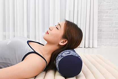 Leewadee Small Yoga Bolster – Shape-Retaining Cervical Neck Roll, Tube Pillow for Comfortable Reading, Kapok Filling, 22 x 6 x 6 inches - color: Cbt1 - Blue
