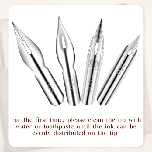 14 Pcs Calligraphy Nibs Dip Pen Nibs Holders with Comic Wooden Drawing Pens Holder with Stainless Steel Nib, Oblique Calligraphy Dip Pens Set Fluid Writer Pen for Writing, Painting, Signing, Sketch