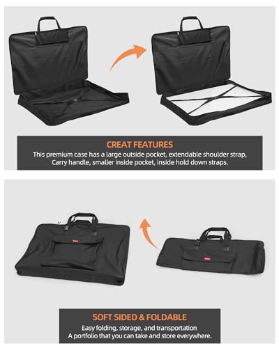 Nicpro Art Portfolio Bag 24 x 36 in, Nylon Artist Carrying Bag Waterproof | Soft Sided Bag, Adjustable Shoulder Strap, Storage Case for Artwork Sketch Drawing Canvas Photography Poster Solar Panel - size: 24 x 36 inches