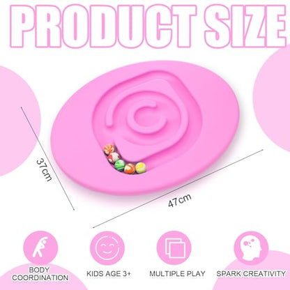 Seenelling Kids Maze Balance Board Sensory Training Toy, Pink, Round - color: Pink, style: Round
