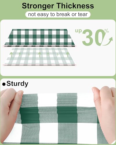 Smiry 8 Packs Gingham Disposable Table Cloth, 54 x 108 Inch Waterproof Plastic Tablecloth, Rectangle Hunter Green and White Checkered Table Covers for Picnic, Birthday, Party - color: Hunter Green and White, size: 54"x108" (Pack of 8)