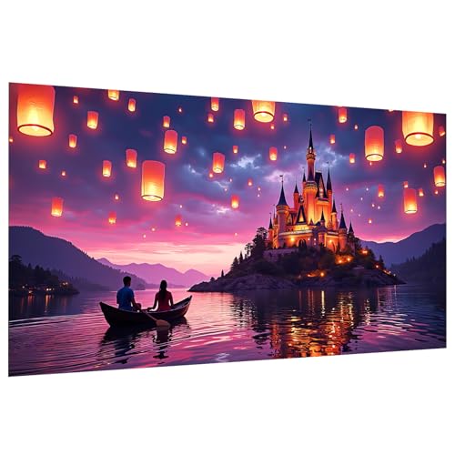 JOOZ Large Diamond Art Kits for Adults - 5D Castle Diamond Painting Kits for Adults, DIY Full Drill Diamond Art Painting for Beginners, Gem Art Kits for Home Wall Decor 27.5x15.7 Inch - color: Castle 050