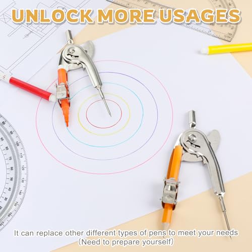 4 Pack Geometry Tool Set, Math Compass for Geometry and 6 Inch Protractor Set Include Metal Compass with Pencil and Clear Plastic Protractor for Student Classroom Office Woodworking Art Drawing - style: 4 Pack
