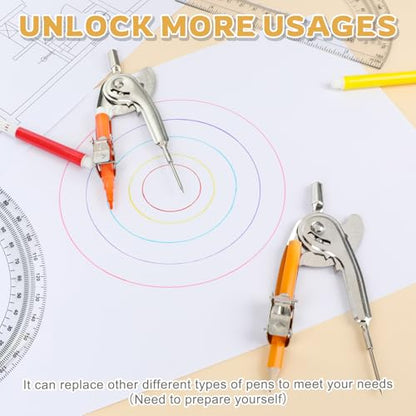 4 Pack Geometry Tool Set, Math Compass for Geometry and 6 Inch Protractor Set Include Metal Compass with Pencil and Clear Plastic Protractor for Student Classroom Office Woodworking Art Drawing - style: 4 Pack