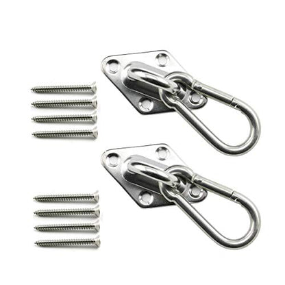 heyous 2 Set M8 Suspension Ceiling Wall Mount U Hook Anchor Hanger Stainless Steel Heavy Duty Multi Purpose Hammock Swing Ceiling Hook Rhombic Base Plate with Snap Hook - color: Rhombic, size: M8