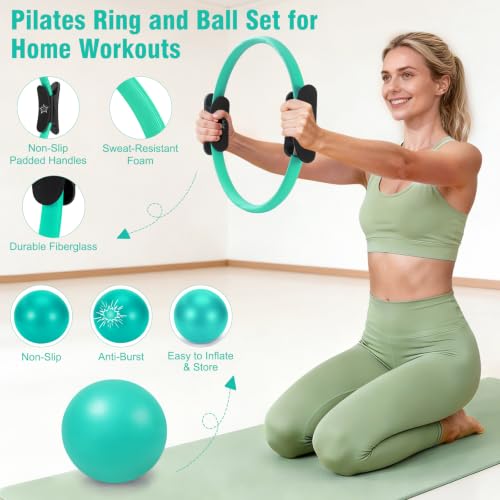 Pilates Kit Equipment, Pilates Ring and Ball for Women Home Workout