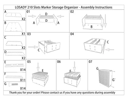 Marker Organizer, 210-Slot Marker Holder with Adjustable Dividers | Holds 210 Markers • Adjustable Dividers • Space-Saving Design • Easy Assembly • Fits Most Marker Brands - size: 210 Holes