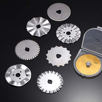 Mudder 45mm Rotary Cutter Blades 12 Pcs Replacement Rotary Blades for Arts Crafts Quilting Scrapbooking Sewing, 8 Types, Sharp and Durable