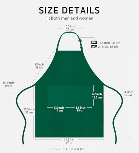 Syntus Apron for Men Women, Adjustable Cooking Kitchen Apron with 2 Pockets | Machine Washable, Firm Stitching, Stain Resistance, Long Tie Straps, 2 Pockets, Versatility, Unisex Use, Gift, BBQ - color: Basic Green, style: 2 Polyester