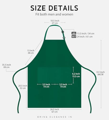 Syntus Apron for Men Women, Adjustable Cooking Kitchen Apron with 2 Pockets | Machine Washable, Firm Stitching, Stain Resistance, Long Tie Straps, 2 Pockets, Versatility, Unisex Use, Gift, BBQ - color: Basic Green, style: 2 Polyester