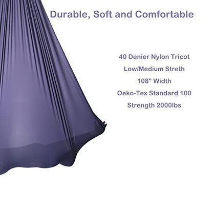 F.Life Aerial Silk Yoga Hammock & Swing for yoga Inversion,Strength training,starter hardware kit - color: Gunmetal