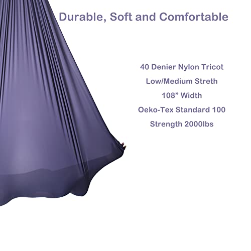F.Life Aerial Silk Yoga Hammock & Swing for yoga Inversion,Strength training,starter hardware kit - color: Gunmetal