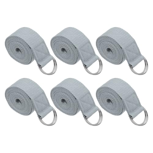 PATIKIL Yoga Strap for Stretching Cotton Yoga Belt with Adjustable Metal D-Ring Buckle Stretch Bands for Fitness Pilates - color: Light Grey, size: 8 Feet