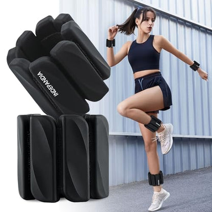 Ankle Wrist Weights for Women 2lbs/4lbs Pairs Adjustable Silicone Weights - color: Black, size: 2 lbs Pair (1 lb Each)