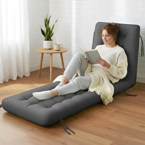 Vercraft Long Floor Cushion Large Floor Cushion with Brushed Cotton 74.8 x 27.5 x 3.15 in Jumbo Lounger Pillow for Outdoor Indoor Bay Window Meditation Yoga Reading Sleeping (1 Pc,Dark Gray) - color: Dark Gray