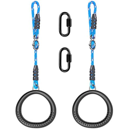 SELEWARE Trapeze Swing Rings, Gymnastics Rings for Swingset - color: 2-Pack Trapeze Rings with 3.5 ft Adjustable Ropes