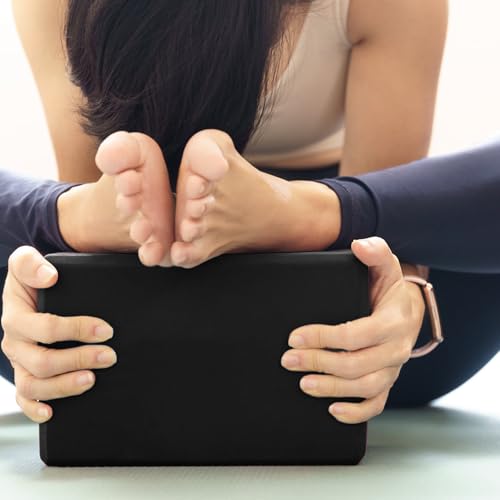 Yoga Blocks 2 Pcs, 9"x6"x3" Yoga Brick Foam Blocks EVA Foam Block Yoga Props Accessories for Yoga Pilates Stretching and Meditation - color: Black