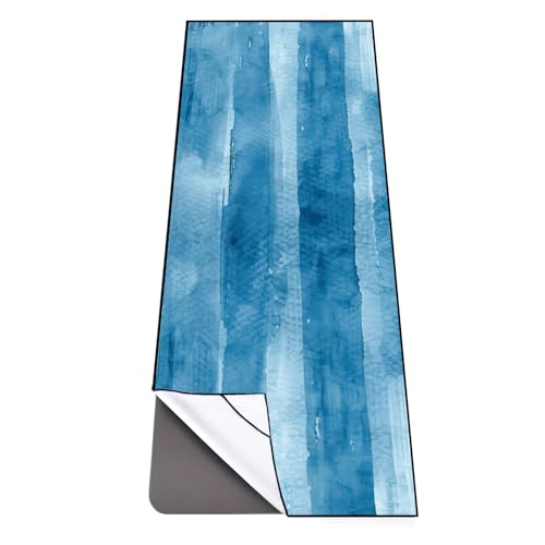 QiyI Hot Yoga Towel with Grip Dots, Non Slip, 70"x26", Blue Tie Dye - color: Blue Tie Dye, size: 70"x26"