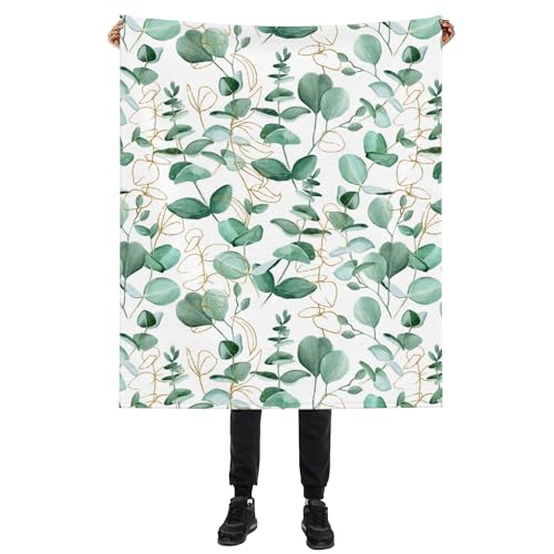 Sage Green Plants Blanket, Botanical Soft Lightweight Throw Blanket for Sofa Couch Bed Room 50x60 inch - color: Sage Green Plants