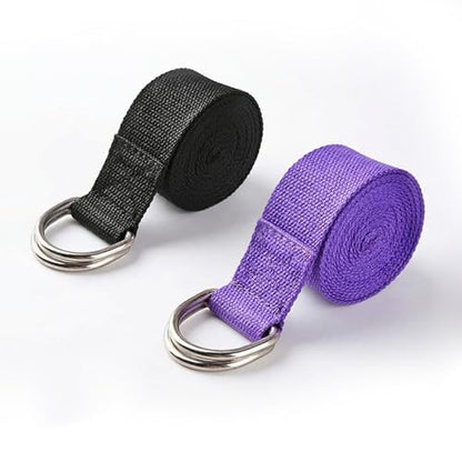 Stretching Strap Yoga Strap Physical Therapy for Home Workout, Exercise, Pilates and Gymnastics, 72 inches，Non-Elastic Stretch Bands for Women & Men - color: Purple