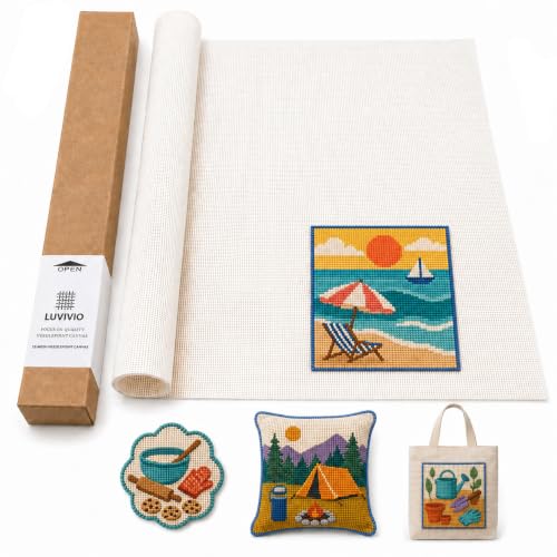 Needlepoint Blank Canvas 18 Mesh 19"x17" White, Rolled Crease-Free | 100% Pure Cotton, Rolled to Avoid Creases for Cross Stitch, Embroidery & DIY Crafts