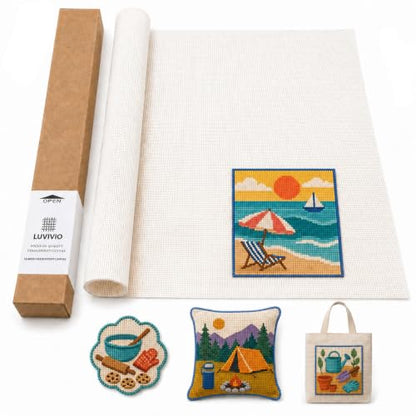 Needlepoint Blank Canvas 18 Mesh 19"x17" White, Rolled Crease-Free | 100% Pure Cotton, Rolled to Avoid Creases for Cross Stitch, Embroidery & DIY Crafts